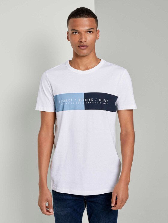 T-Shirt mit Brustprint - Männer - White T-Shirt mit Brustprint - Männer - White - 1 - TOM TAILOR Denim