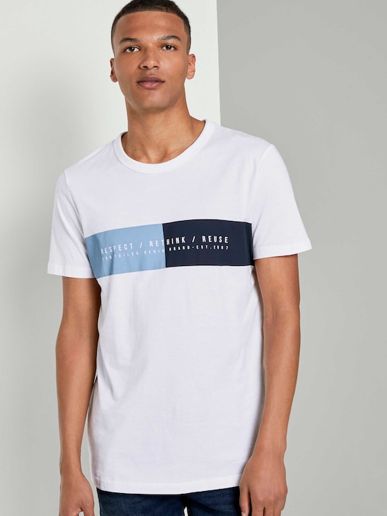 T-Shirt mit Brustprint - Männer - White T-Shirt mit Brustprint - Männer - White - 5 - TOM TAILOR Denim