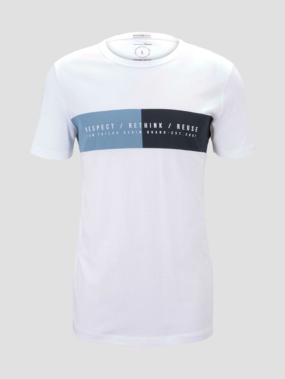 T-Shirt mit Brustprint - Männer - White T-Shirt mit Brustprint - Männer - White - 7 - TOM TAILOR Denim