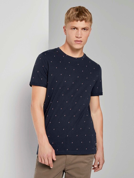 Print T-Shirt - Männer - navy split drop print Print T-Shirt - Männer - navy split drop print - 1 - TOM TAILOR Denim