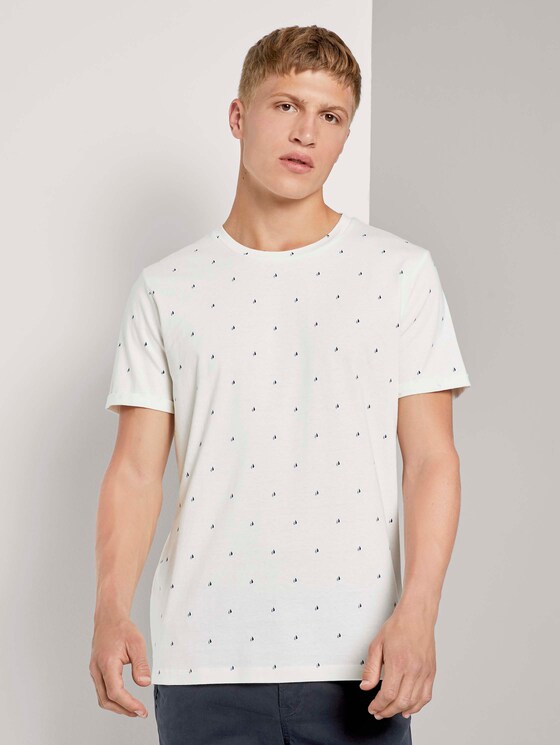 Print T-Shirt - Männer - white split drop print Print T-Shirt - Männer - white split drop print - 1 - TOM TAILOR Denim