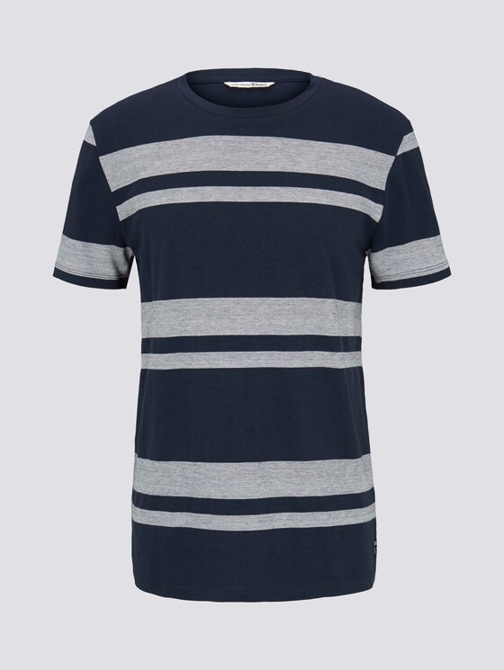 T-shirt met gestreepte textuur - Mannen - navy beige jacquard T-shirt met gestreepte textuur - Mannen - navy beige jacquard - 7 - TOM TAILOR Denim