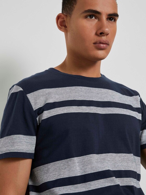 T-shirt met gestreepte textuur - Mannen - navy beige jacquard T-shirt met gestreepte textuur - Mannen - navy beige jacquard - 9 - TOM TAILOR Denim
