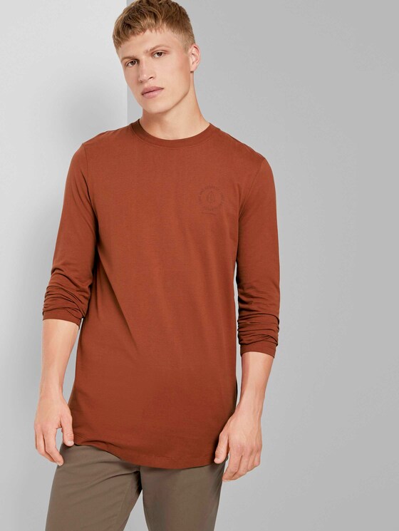 Langarmshirt mit kleinem Print - Männer - Goji Orange Langarmshirt mit kleinem Print - Männer - Goji Orange - 5 - TOM TAILOR Denim