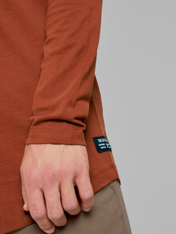 Langarmshirt mit kleinem Print - Männer - Goji Orange Langarmshirt mit kleinem Print - Männer - Goji Orange - 9 - TOM TAILOR Denim