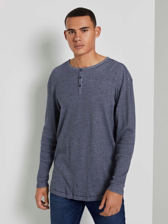 Strukturiertes Henley-Shirt - Männer - navy white waffle structure Strukturiertes Henley-Shirt - Männer - navy white waffle structure - 1 - TOM TAILOR Denim