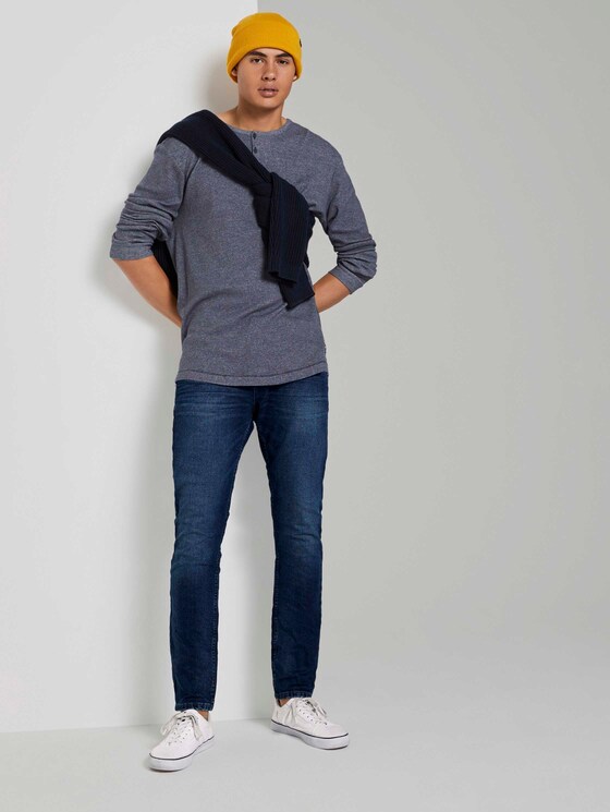 Strukturiertes Henley-Shirt - Männer - navy white waffle structure Strukturiertes Henley-Shirt - Männer - navy white waffle structure - 3 - TOM TAILOR Denim