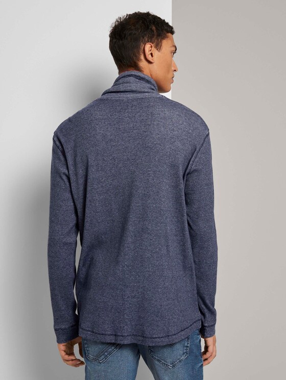 Strukturiertes Langarmshirt mit Stehkragen - Männer - navy white waffle structure Strukturiertes Langarmshirt mit Stehkragen - Männer - navy white waffle structure - 2 - TOM TAILOR Denim
