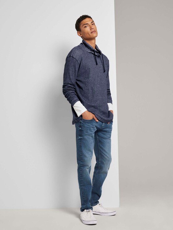 Strukturiertes Langarmshirt mit Stehkragen - Männer - navy white waffle structure Strukturiertes Langarmshirt mit Stehkragen - Männer - navy white waffle structure - 3 - TOM TAILOR Denim