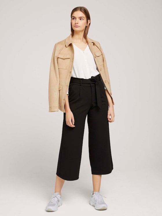 Culotte Bundfaltenhose mit Bindegürtel - Frauen - Deep Black Culotte Bundfaltenhose mit Bindegürtel - Frauen - Deep Black - 3 - TOM TAILOR Denim