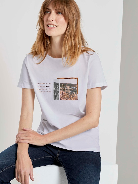 T-shirt with a chest print - Women - Whisper White T-shirt with a chest print - Women - Whisper White - 5 - TOM TAILOR