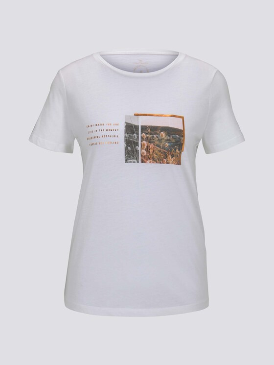 T-shirt with a chest print - Women - Whisper White T-shirt with a chest print - Women - Whisper White - 7 - TOM TAILOR