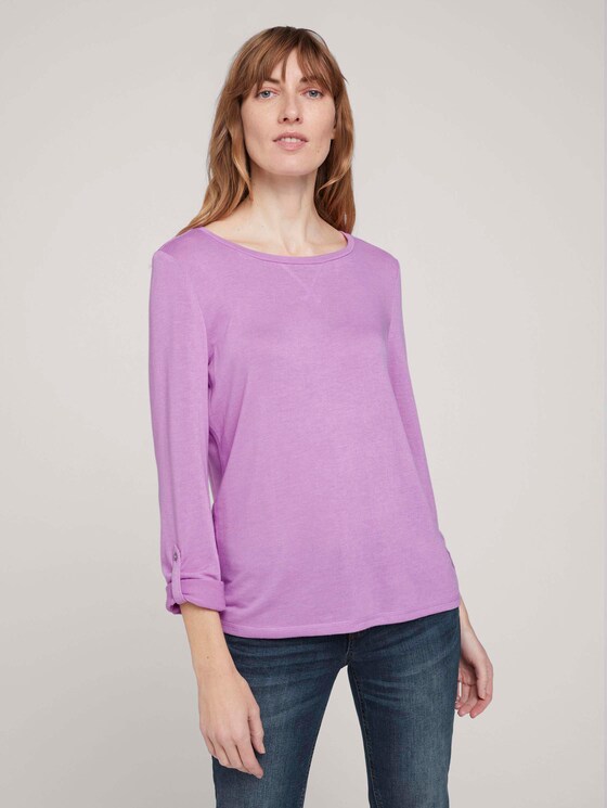 T-Shirt in Melange Optik - Frauen - heather lilac melange T-Shirt in Melange Optik - Frauen - heather lilac melange - 1 - TOM TAILOR