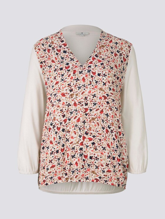 Gemustertes Shirt im Materialmix - Frauen - beige flower design Gemustertes Shirt im Materialmix - Frauen - beige flower design - 7 - TOM TAILOR