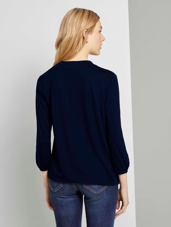 Gemustertes Shirt im Materialmix - Frauen - navy flower design Gemustertes Shirt im Materialmix - Frauen - navy flower design - 2 - TOM TAILOR