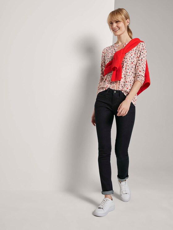 Gemustertes Henley-Shirt mit Tape-Einsatz - Frauen - beige flower design Gemustertes Henley-Shirt mit Tape-Einsatz - Frauen - beige flower design - 3 - TOM TAILOR