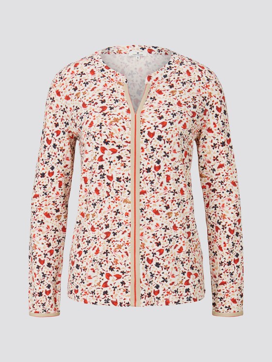 Gemustertes Henley-Shirt mit Tape-Einsatz - Frauen - beige flower design Gemustertes Henley-Shirt mit Tape-Einsatz - Frauen - beige flower design - 7 - TOM TAILOR