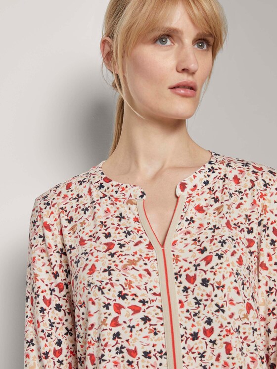 Gemustertes Henley-Shirt mit Tape-Einsatz - Frauen - beige flower design Gemustertes Henley-Shirt mit Tape-Einsatz - Frauen - beige flower design - 9 - TOM TAILOR