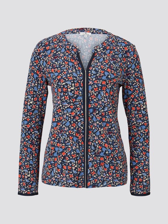Gemustertes Henley-Shirt mit Tape-Einsatz - Frauen - navy flower design Gemustertes Henley-Shirt mit Tape-Einsatz - Frauen - navy flower design - 7 - TOM TAILOR
