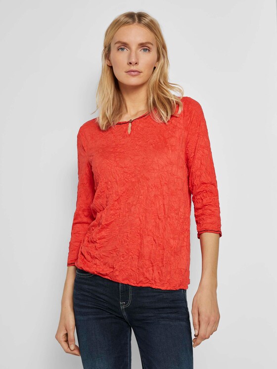 Crincle-Shirt mit elastischem Bund - Frauen - Strong Red Crincle-Shirt mit elastischem Bund - Frauen - Strong Red - 1 - TOM TAILOR