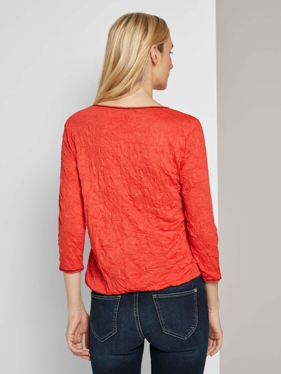 Crincle-Shirt mit elastischem Bund - Frauen - Strong Red Crincle-Shirt mit elastischem Bund - Frauen - Strong Red - 2 - TOM TAILOR