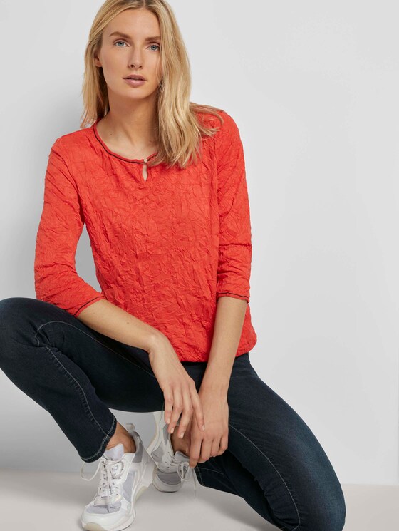 Crincle-Shirt mit elastischem Bund - Frauen - Strong Red Crincle-Shirt mit elastischem Bund - Frauen - Strong Red - 5 - TOM TAILOR