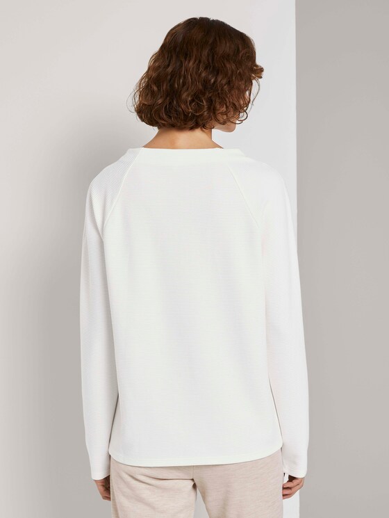 Sweatshirt mit Streifenstruktur und Raglan-Ärmeln - Frauen - Whisper White Sweatshirt mit Streifenstruktur und Raglan-Ärmeln - Frauen - Whisper White - 2 - TOM TAILOR