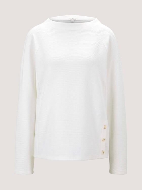 Sweatshirt mit Streifenstruktur und Raglan-Ärmeln - Frauen - Whisper White Sweatshirt mit Streifenstruktur und Raglan-Ärmeln - Frauen - Whisper White - 7 - TOM TAILOR