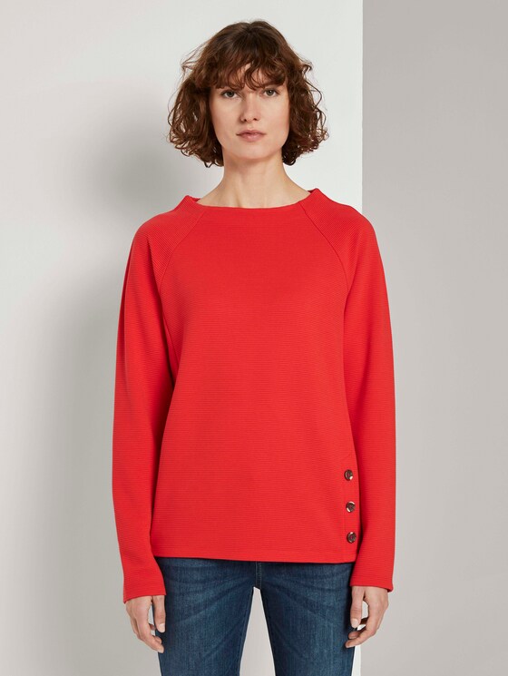 Sweatshirt mit Streifenstruktur und Raglan-Ärmeln - Frauen - Strong Red Sweatshirt mit Streifenstruktur und Raglan-Ärmeln - Frauen - Strong Red - 1 - TOM TAILOR