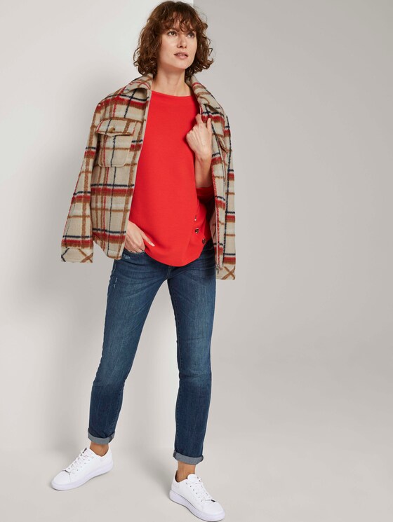 Sweatshirt mit Streifenstruktur und Raglan-Ärmeln - Frauen - Strong Red Sweatshirt mit Streifenstruktur und Raglan-Ärmeln - Frauen - Strong Red - 3 - TOM TAILOR