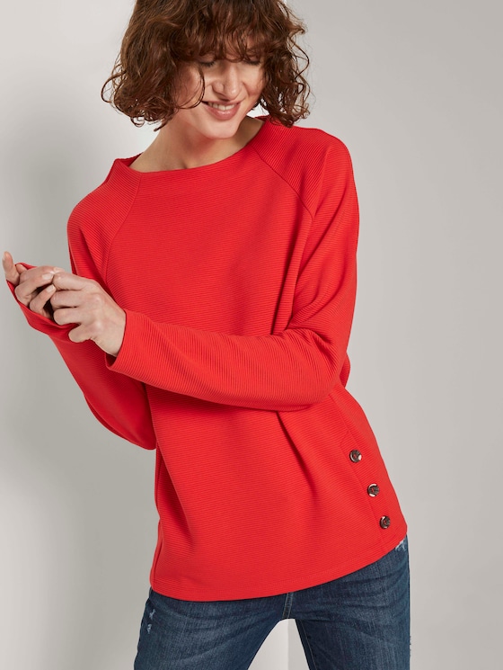 Sweatshirt mit Streifenstruktur und Raglan-Ärmeln - Frauen - Strong Red Sweatshirt mit Streifenstruktur und Raglan-Ärmeln - Frauen - Strong Red - 5 - TOM TAILOR