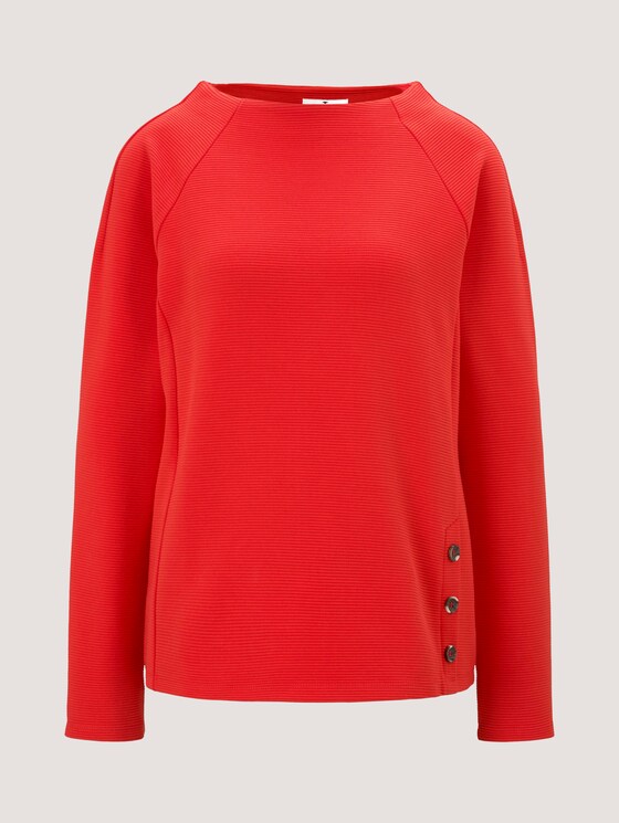 Sweatshirt mit Streifenstruktur und Raglan-Ärmeln - Frauen - Strong Red Sweatshirt mit Streifenstruktur und Raglan-Ärmeln - Frauen - Strong Red - 7 - TOM TAILOR