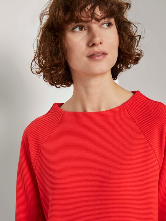 Sweatshirt mit Streifenstruktur und Raglan-Ärmeln - Frauen - Strong Red Sweatshirt mit Streifenstruktur und Raglan-Ärmeln - Frauen - Strong Red - 9 - TOM TAILOR