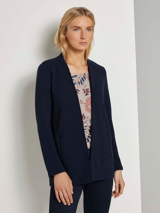Sweat-Cardigan mit Streifenstruktur - Frauen - Sky Captain Blue Sweat-Cardigan mit Streifenstruktur - Frauen - Sky Captain Blue - 1 - TOM TAILOR