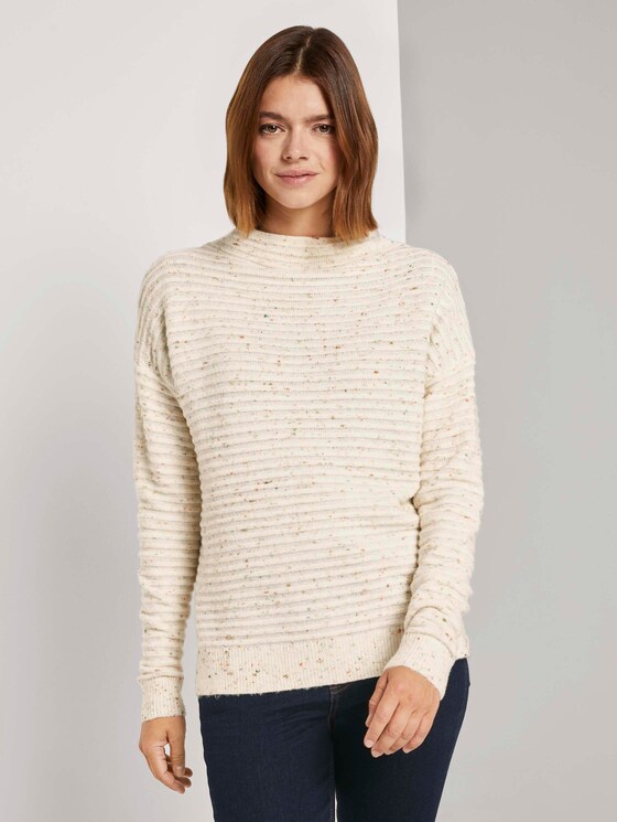 Neps Pullover mit Stehkragen - Frauen - soft creme beige Neps Pullover mit Stehkragen - Frauen - soft creme beige - 1 - TOM TAILOR Denim