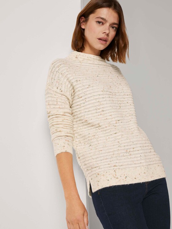 Neps Pullover mit Stehkragen - Frauen - soft creme beige Neps Pullover mit Stehkragen - Frauen - soft creme beige - 5 - TOM TAILOR Denim
