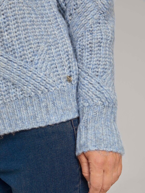 Pullover mit Ajour-Struktur - Frauen - cosy blue melange Pullover mit Ajour-Struktur - Frauen - cosy blue melange - 10 - TOM TAILOR Denim