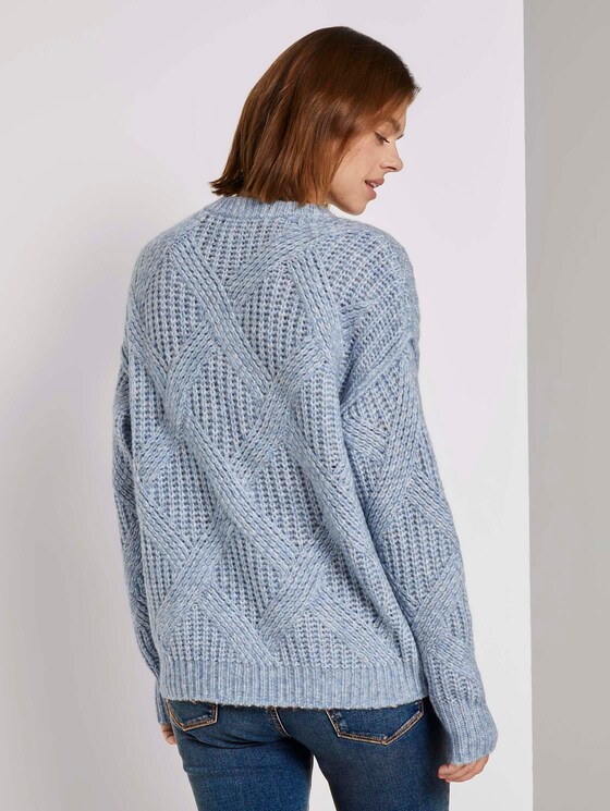 Pullover mit Ajour-Struktur - Frauen - cosy blue melange Pullover mit Ajour-Struktur - Frauen - cosy blue melange - 2 - TOM TAILOR Denim