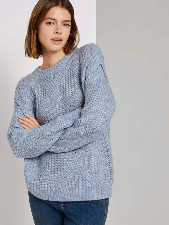 Pullover mit Ajour-Struktur - Frauen - cosy blue melange Pullover mit Ajour-Struktur - Frauen - cosy blue melange - 5 - TOM TAILOR Denim