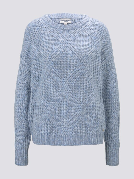 Pullover mit Ajour-Struktur - Frauen - cosy blue melange Pullover mit Ajour-Struktur - Frauen - cosy blue melange - 7 - TOM TAILOR Denim