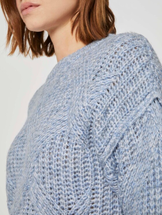 Pullover mit Ajour-Struktur - Frauen - cosy blue melange Pullover mit Ajour-Struktur - Frauen - cosy blue melange - 9 - TOM TAILOR Denim