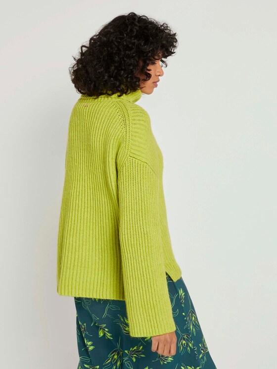 Moderner Rollkragenpullover - Frauen - neon lime melange Moderner Rollkragenpullover - Frauen - neon lime melange - 2 - Mine to five