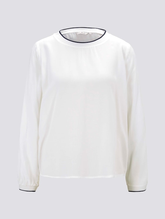 Basic Bluse mit Ripp-Blenden - Frauen - Whisper White Basic Bluse mit Ripp-Blenden - Frauen - Whisper White - 7 - TOM TAILOR