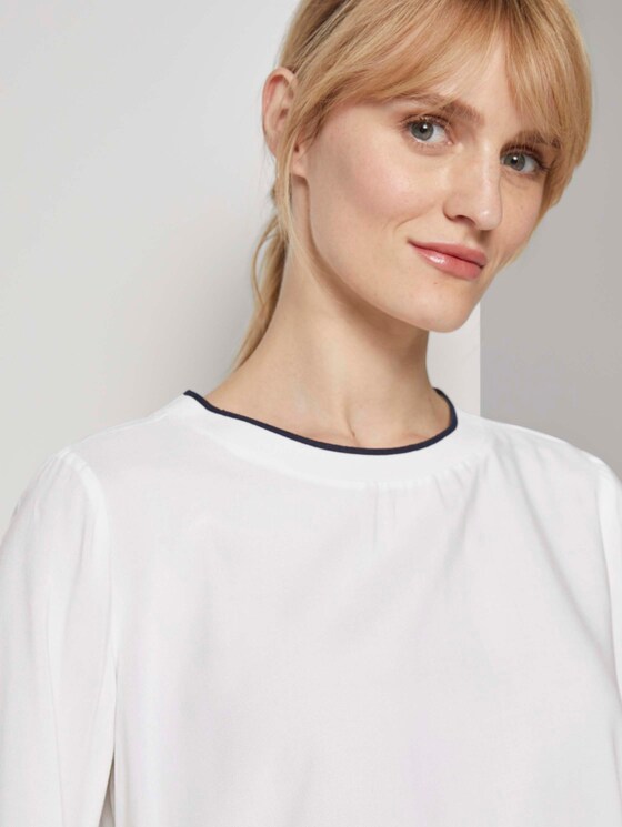 Basic Bluse mit Ripp-Blenden - Frauen - Whisper White Basic Bluse mit Ripp-Blenden - Frauen - Whisper White - 9 - TOM TAILOR