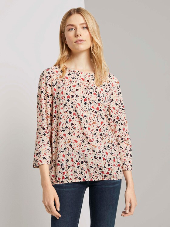 3/4-Arm Bluse mit umgelegtem Kragen - Frauen - beige flower design 3/4-Arm Bluse mit umgelegtem Kragen - Frauen - beige flower design - 1 - TOM TAILOR