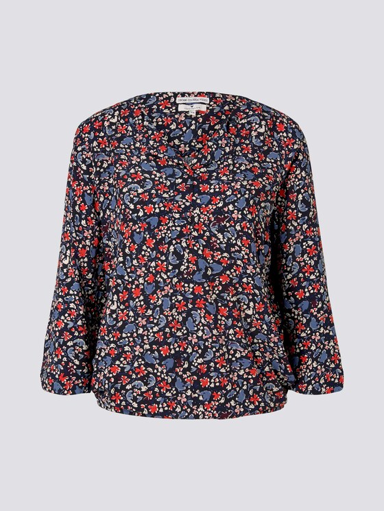 3/4-Arm Bluse mit umgelegtem Kragen - Frauen - navy flower design 3/4-Arm Bluse mit umgelegtem Kragen - Frauen - navy flower design - 7 - TOM TAILOR