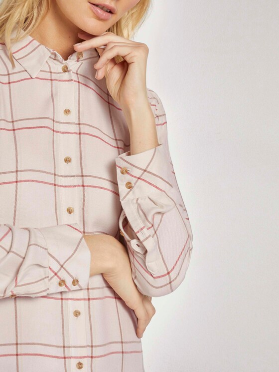 Karierte Hemdbluse mit Turn-Ups - Frauen - powder beige grid check Karierte Hemdbluse mit Turn-Ups - Frauen - powder beige grid check - 9 - TOM TAILOR