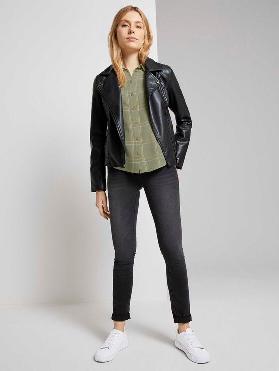 Karierte Hemdbluse mit Turn-Ups - Frauen - greyish green grid check Karierte Hemdbluse mit Turn-Ups - Frauen - greyish green grid check - 3 - TOM TAILOR