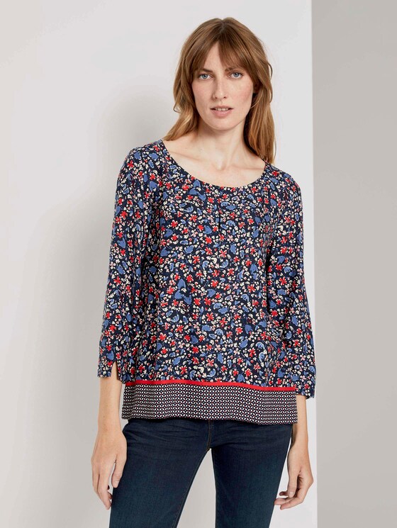 3/4-Arm Bluse mit Blumenprint - Frauen - navy flower design 3/4-Arm Bluse mit Blumenprint - Frauen - navy flower design - 1 - TOM TAILOR