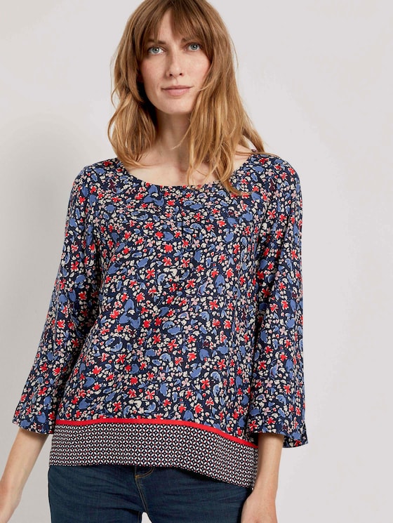 3/4-Arm Bluse mit Blumenprint - Frauen - navy flower design 3/4-Arm Bluse mit Blumenprint - Frauen - navy flower design - 5 - TOM TAILOR